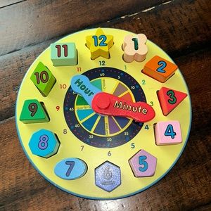 Melissa & Doug Wooden Shape Sorting Clock Educational Toy
